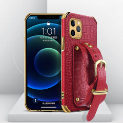 Electroplated TPU Crocodile Pattern Leather Case with Wrist Strap, For iPhone 11, For iPhone 11 Pro, For iPhone 11 Pro Max, For iPhone 12 mini, For iPhone 12, For iPhone 12 Pro