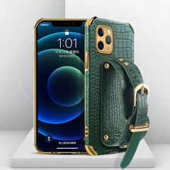 Electroplated TPU Crocodile Pattern Leather Case with Wrist Strap, For iPhone 11, For iPhone 11 Pro, For iPhone 11 Pro Max, For iPhone 12 mini, For iPhone 12, For iPhone 12 Pro