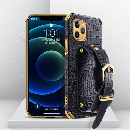 Electroplated TPU Crocodile Pattern Leather Case with Wrist Strap, For iPhone 11 Pro Max, For iPhone 12 mini, For iPhone 12, For iPhone 12 Pro