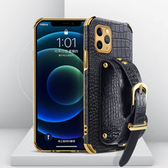 Electroplated TPU Crocodile Pattern Leather Case with Wrist Strap, For iPhone 11, For iPhone 11 Pro, For iPhone 11 Pro Max, For iPhone 12 mini, For iPhone 12, For iPhone 12 Pro