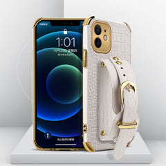 Electroplated TPU Crocodile Pattern Leather Case with Wrist Strap, For iPhone 11, For iPhone 11 Pro, For iPhone 11 Pro Max, For iPhone 12 mini, For iPhone 12, For iPhone 12 Pro