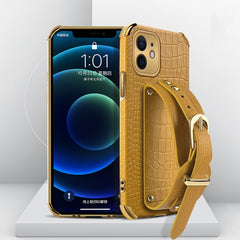 Electroplated TPU Crocodile Pattern Leather Case with Wrist Strap, For iPhone 11, For iPhone 11 Pro, For iPhone 11 Pro Max, For iPhone 12 mini, For iPhone 12, For iPhone 12 Pro