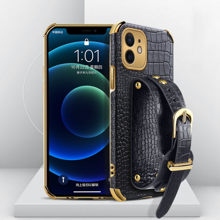 Electroplated TPU Crocodile Pattern Leather Case with Wrist Strap, For iPhone 11 Pro Max, For iPhone 12 mini, For iPhone 12, For iPhone 12 Pro