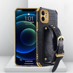 Electroplated TPU Crocodile Pattern Leather Case with Wrist Strap, For iPhone 11, For iPhone 11 Pro, For iPhone 11 Pro Max, For iPhone 12 mini, For iPhone 12, For iPhone 12 Pro