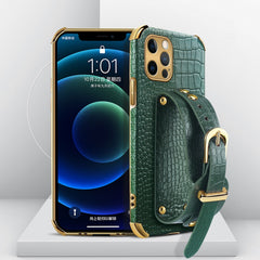 Electroplated TPU Crocodile Pattern Leather Case with Wrist Strap, For iPhone 11, For iPhone 11 Pro, For iPhone 11 Pro Max, For iPhone 12 mini, For iPhone 12, For iPhone 12 Pro