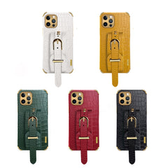 Electroplated TPU Crocodile Pattern Leather Case with Wrist Strap, For iPhone 12 Pro Max