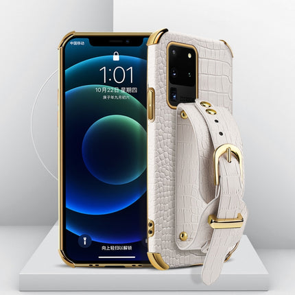 Electroplated TPU Crocodile Pattern Leather Case with Wrist Strap, For Samsung Galaxy S20 Ultra