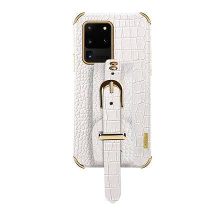 Electroplated TPU Crocodile Pattern Leather Case with Wrist Strap, For Samsung Galaxy S20 Ultra