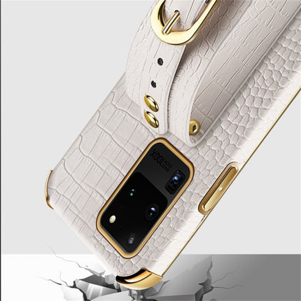 Electroplated TPU Crocodile Pattern Leather Case with Wrist Strap, For Samsung Galaxy S20 Ultra