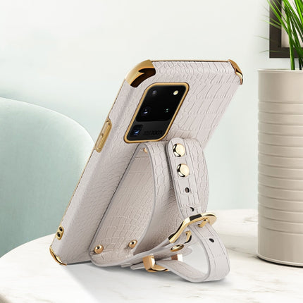 Electroplated TPU Crocodile Pattern Leather Case with Wrist Strap, For Samsung Galaxy S20 Ultra