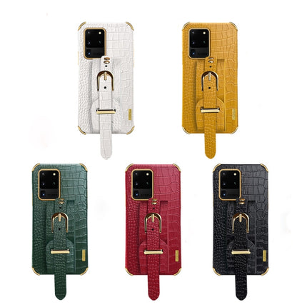 Electroplated TPU Crocodile Pattern Leather Case with Wrist Strap, For Samsung Galaxy S20 Ultra
