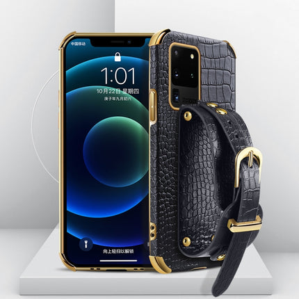Electroplated TPU Crocodile Pattern Leather Case with Wrist Strap, For Samsung Galaxy S20 Ultra