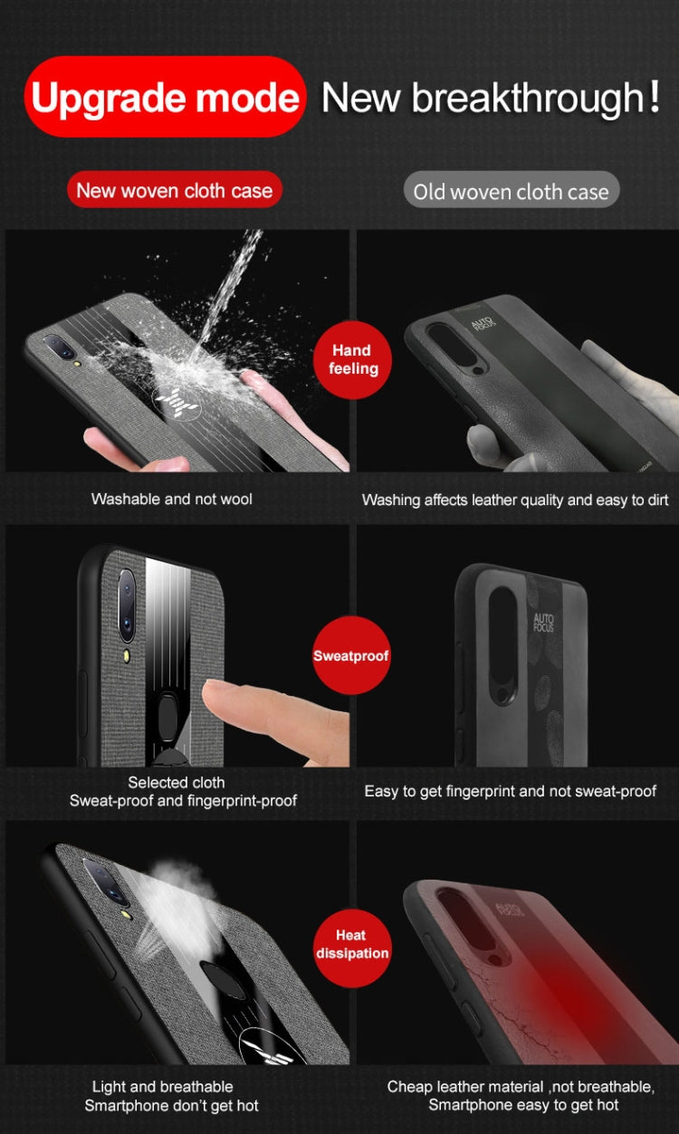 XINLI Stitching Cloth Textue Shockproof TPU Protective Case with Ring Holder, For Vivo V11i / Z3i, For Vivo X9, For Vivo X9 Plus, For Vivo X9s Plus