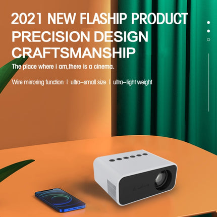 Proyector LED digital portátil de cine en casa T500 1920 x 1080P de 80 lúmenes, HD, sin control remoto ni adaptador, con control remoto y adaptador