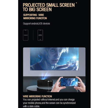 Proyector LED digital portátil de cine en casa T500 1920 x 1080P de 80 lúmenes, HD, sin control remoto ni adaptador, con control remoto y adaptador