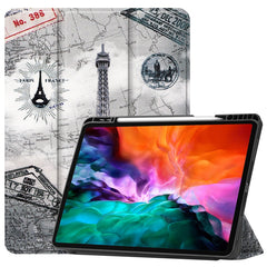 Colored Drawing Horizontal Flip TPU + PU Leather Case with Three-folding Holder & Sleep / Wake-up Function & Pen Slot, For iPad Pro 12.9 2022 / 2021