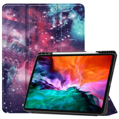 Colored Drawing Horizontal Flip TPU + PU Leather Case with Three-folding Holder & Sleep / Wake-up Function & Pen Slot, For iPad Pro 12.9 2022 / 2021