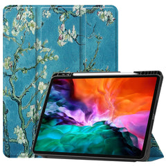 Colored Drawing Horizontal Flip TPU + PU Leather Case with Three-folding Holder & Sleep / Wake-up Function & Pen Slot, For iPad Pro 12.9 2022 / 2021