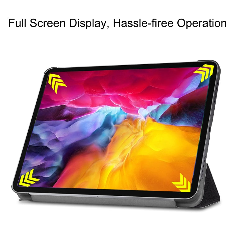 Horizontale Flip-Hülle aus PC + PU-Leder mit farbiger Zeichnung, dreifach klappbarer Halterung und Schlaf-/Weckfunktion, für iPad Pro 11 (2021)
