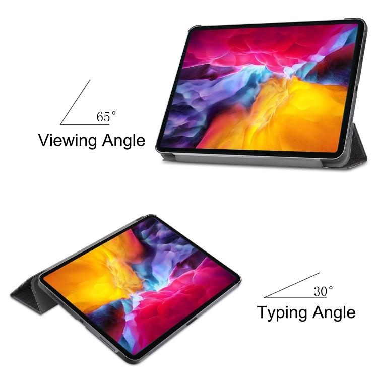 Horizontale Flip-Hülle aus PC + PU-Leder mit farbiger Zeichnung, dreifach klappbarer Halterung und Schlaf-/Weckfunktion, für iPad Pro 11 (2021)