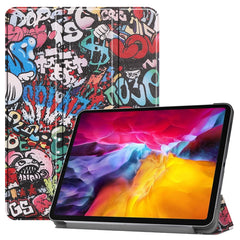 Colored Drawing Horizontal Flip PC + PU Leather Case with Three-folding Holder & Sleep / Wake-up Function, For iPad Pro 11 (2021)