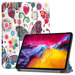 Colored Drawing Horizontal Flip PC + PU Leather Case with Three-folding Holder & Sleep / Wake-up Function, For iPad Pro 11 (2021)