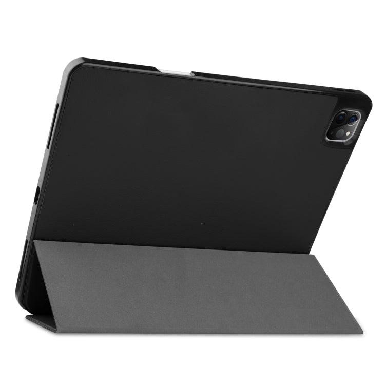 Horizontale Klapphülle aus TPU + PU-Leder mit Wabenstruktur, dreifach klappbarer Halterung und Schlaf-/Weckfunktion sowie Stiftfach, für iPad Pro 12.9 2022/2021