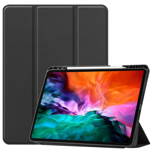 Funda de piel sintética y TPU con tapa horizontal en forma de panal, con tres pliegues, función de suspensión y activación y ranura para bolígrafo, para iPad Pro 12.9 2022/2021