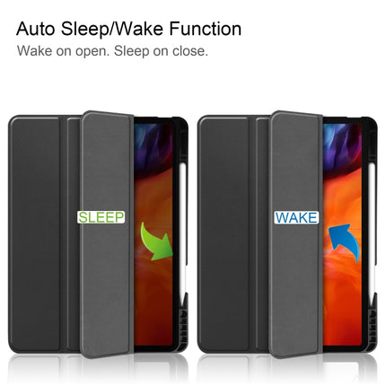 Funda de piel sintética y TPU con tapa horizontal en forma de panal, con tres pliegues, función de suspensión y activación y ranura para bolígrafo, para iPad Pro 12.9 2022/2021