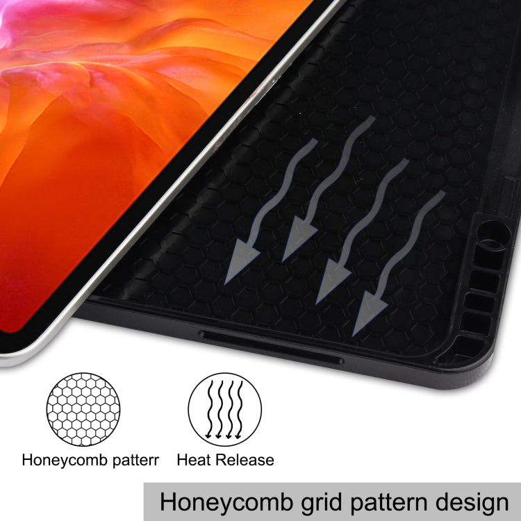 Horizontale Klapphülle aus TPU + PU-Leder mit Wabenstruktur, dreifach klappbarer Halterung und Schlaf-/Weckfunktion sowie Stiftfach, für iPad Pro 12.9 2022/2021