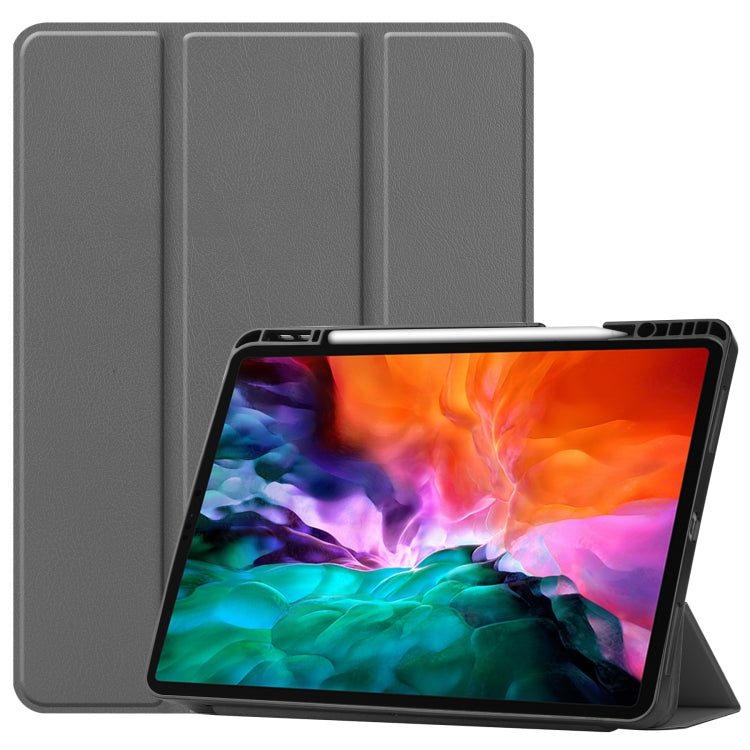 Horizontale Klapphülle aus TPU + PU-Leder mit Wabenstruktur, dreifach klappbarer Halterung und Schlaf-/Weckfunktion sowie Stiftfach, für iPad Pro 12.9 2022/2021