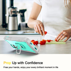 PC + Rubber 3-layers Shockproof Protective Case with Rotating Holder, For iPhone 12 Pro Max
