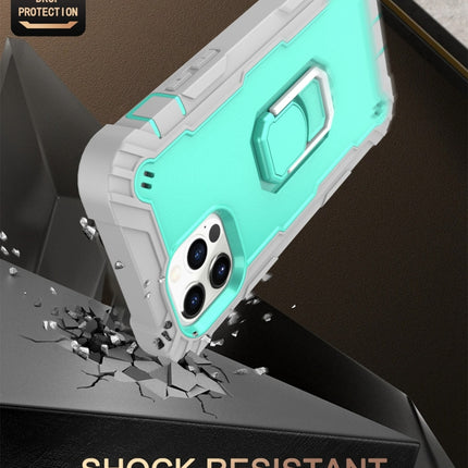 Funda protectora a prueba de golpes de 3 capas de PC + caucho con soporte giratorio para iPhone 12 Pro Max