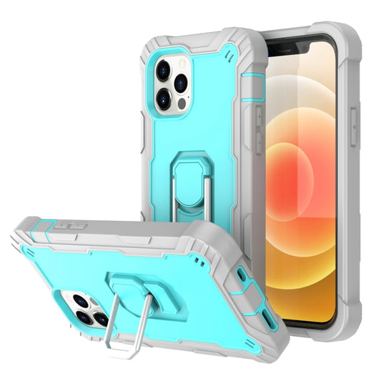 Funda protectora a prueba de golpes de 3 capas de PC + caucho con soporte giratorio para iPhone 12 Pro Max