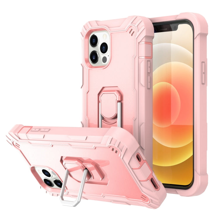 PC + Rubber 3-layers Shockproof Protective Case with Rotating Holder, For iPhone 12 Pro Max