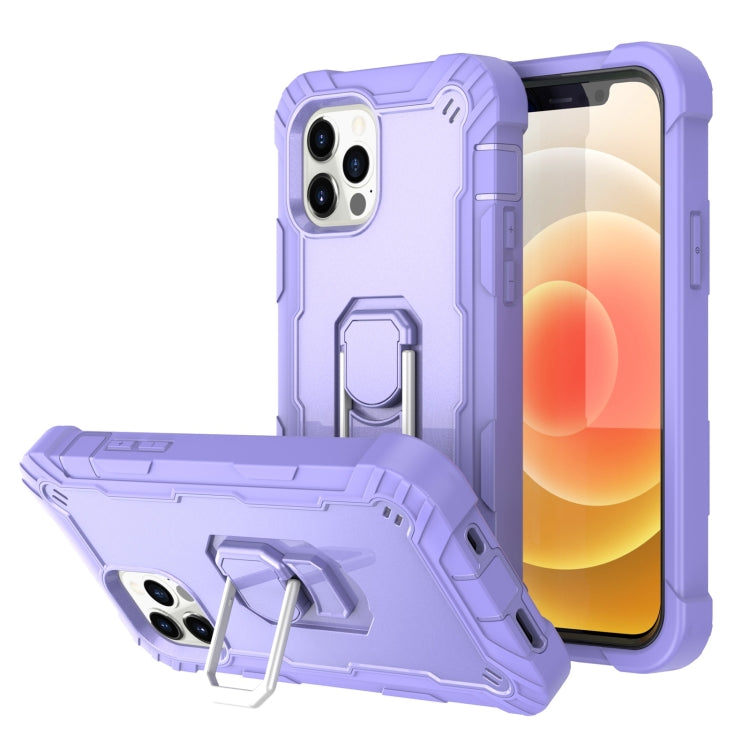 PC + Rubber 3-layers Shockproof Protective Case with Rotating Holder, For iPhone 12 Pro Max