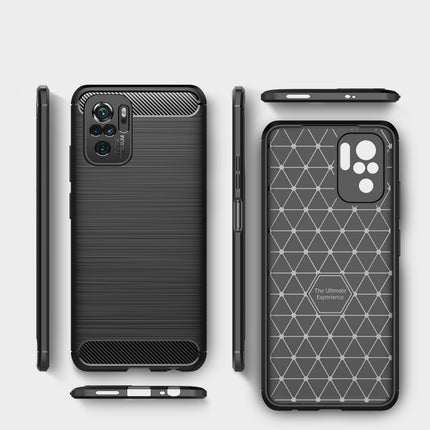 Brushed Texture Carbon Fiber TPU Case, For Xiaomi Redmi Note 10 4G