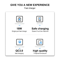 WK WP-U57 18W Speed QC3.0 Fast Charger + USB to Type-C / USB-C Data Cable, US Plug, EU Plug, UK Plug