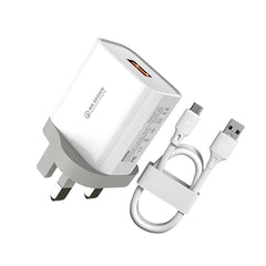 WK WP-U57 18W Speed QC3.0 Fast Charger + USB to Type-C / USB-C Data Cable, US Plug, EU Plug, UK Plug