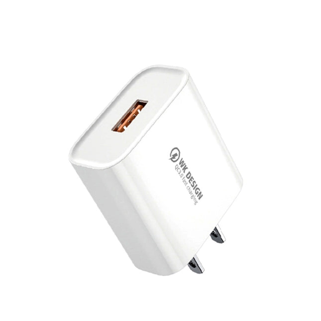 Cargador rápido WK WP-U57 Max 18W Maxspeed QC3.0 + cable de datos USB a micro USB, enchufe de EE. UU., enchufe de la UE, enchufe del Reino Unido
