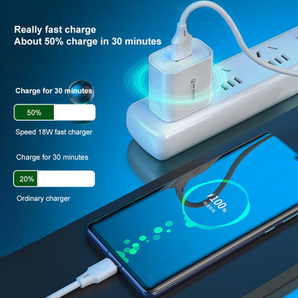 WK WP-U57 Max 18 W Maxspeed QC3.0 Schnellladegerät + USB-auf-Micro-USB-Datenkabel, US-Stecker, EU-Stecker, UK-Stecker