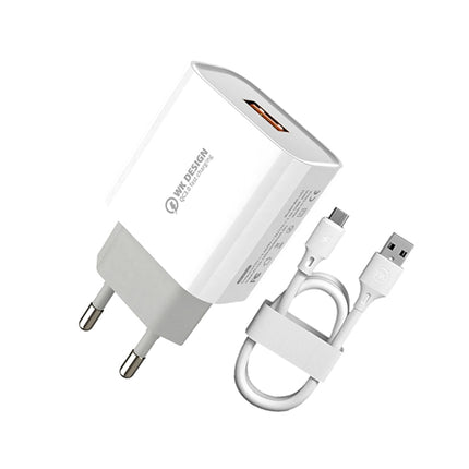 WK WP-U57 Max 18 W Maxspeed QC3.0 Schnellladegerät + USB-auf-Micro-USB-Datenkabel, US-Stecker, EU-Stecker, UK-Stecker