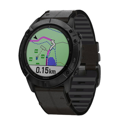 Silicone + Leather Quick Release Replacement Strap Watchband, For Garmin Fenix 6, For Garmin Fenix 6X