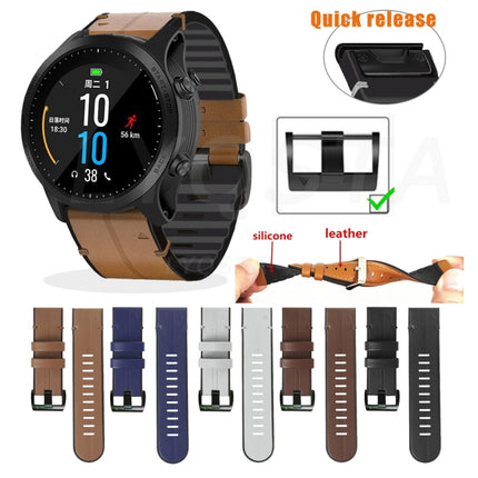 Silicone + Leather Quick Release Replacement Strap Watchband, For Garmin Fenix 6, For Garmin Fenix 6X