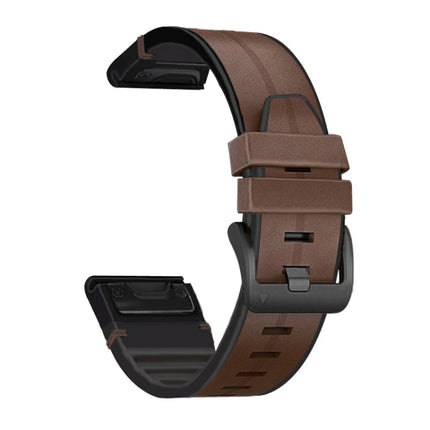 Silicone + Leather Quick Release Replacement Strap Watchband, For Garmin Fenix 6, For Garmin Fenix 6X