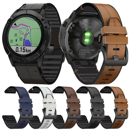Silicone + Leather Quick Release Replacement Strap Watchband, For Garmin Fenix 6, For Garmin Fenix 6X