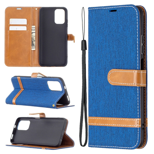 Color Matching Denim Texture Horizontal Flip Leather Case with Holder & Card Slots & Wallet & Lanyard, For Xiaomi Redmi Note 10 4G