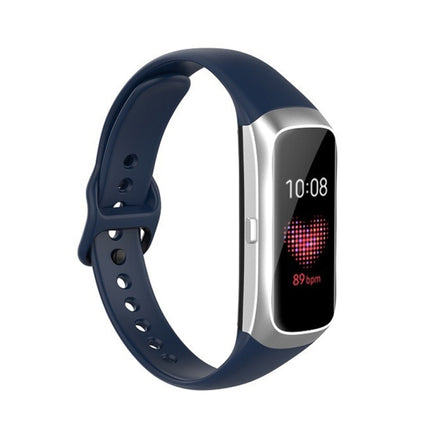 For Samsung Galaxy Fit SM-R370 Silicone Steel Shrapnel Black Buckle Replacement Strap Watchband