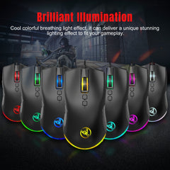 HXSJ A883 7 Keys 6400DPI RGB Light Mechanical Gaming Wired Mouse