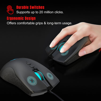 Ratón mecánico para juegos con cable y luz RGB de 7 teclas y 6400 ppp HXSJ A883